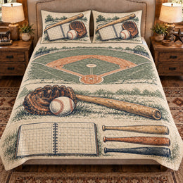 Baseball Quilt Set, Baseball Field Notebook, Gift for Baseball Fans