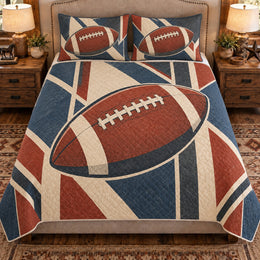 American Football Quilt Set, Football Leather Ovals, Gift for Football Fans