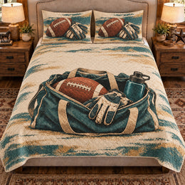 American Football Quilt Set, Football Equipment Tote, Gift for Football Fans