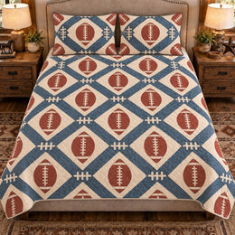 American Football Quilt Set, Football Laces Lattice, Gift for Football Fans