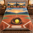 Fastpitch Softball Quilt Set, Softball Diamond Sunrise, Gift for Softball Players