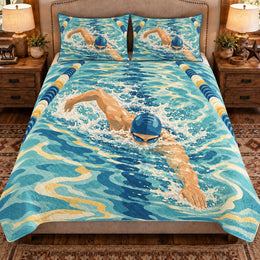 Competitive Swimming Quilt Set, Freestyle Ripple Study, Gift for Swimmers