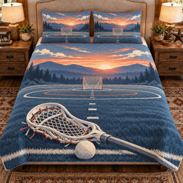 Field Lacrosse Quilt Set, Lacrosse Field Dawn, Gift for Lacrosse Players