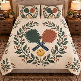 Pickleball Quilt Set, Pickleball Paddle Botanical, Gift for Pickleball Players