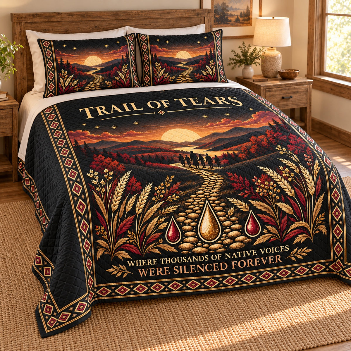 Trail of Tears quilt set angled view