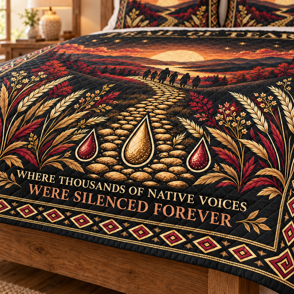 Trail of Tears quilt diamond stitching detail