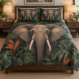 Tropical Elephant Jungle Nature Quilt Set