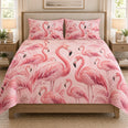 Pink Flamingo Tropical Garden Quilt Set