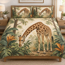Tropical Giraffe Jungle Safari Quilt Set