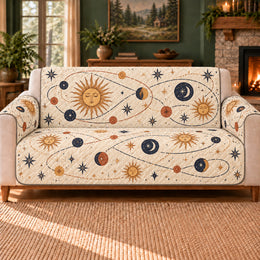 Twilight Orbit Links Sofa Cover, Celestial Decor, Gift for Stargazers