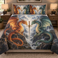 Twin Dragon Sword Mountain Quilt Set