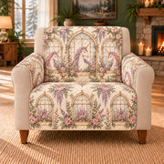 Unicorn Conservatory Windows sofa cover on a beige armchair
