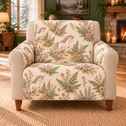 Unicorn Fern Trail sofa cover on a beige armchair