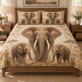 Vintage Elephant Family Safari Quilt Set