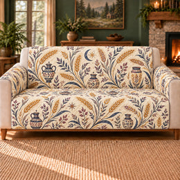 Virgo Wheat Meander Sofa Cover, Zodiac Decor, Gift for Virgo Birthdays