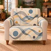 Wave Interference Ribbons sofa cover on a beige armchair