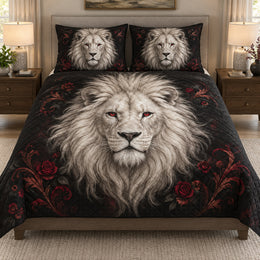 White Lion Red Rose Quilt Set