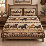 Wild Horse Western Southwestern quilt design with coordinating pillow shams