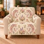 Wildflower Mane Sprigs sofa cover on a beige armchair
