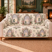 Winter Fairy Window sofa cover on a beige sofa