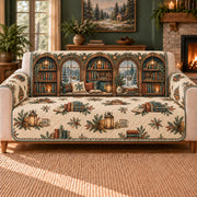Winter Reading Frieze sofa cover on a beige sofa