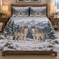 Winter Wolf Mountain Forest Quilt Set