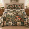 Woodland Mushroom Patchwork Quilt Set, Forest Gift for Nature Lovers