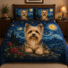Yorkie Starry Night Quilt Set