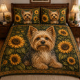 Yorkie Sunflower Quilt Set
