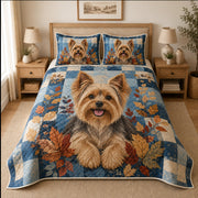 Yorkshire Terrier autumn patchwork quilt bedding set