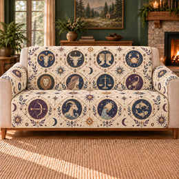 Zodiac Symbol Trellis Sofa Cover, Astrology Decor, Gift for Zodiac Lovers